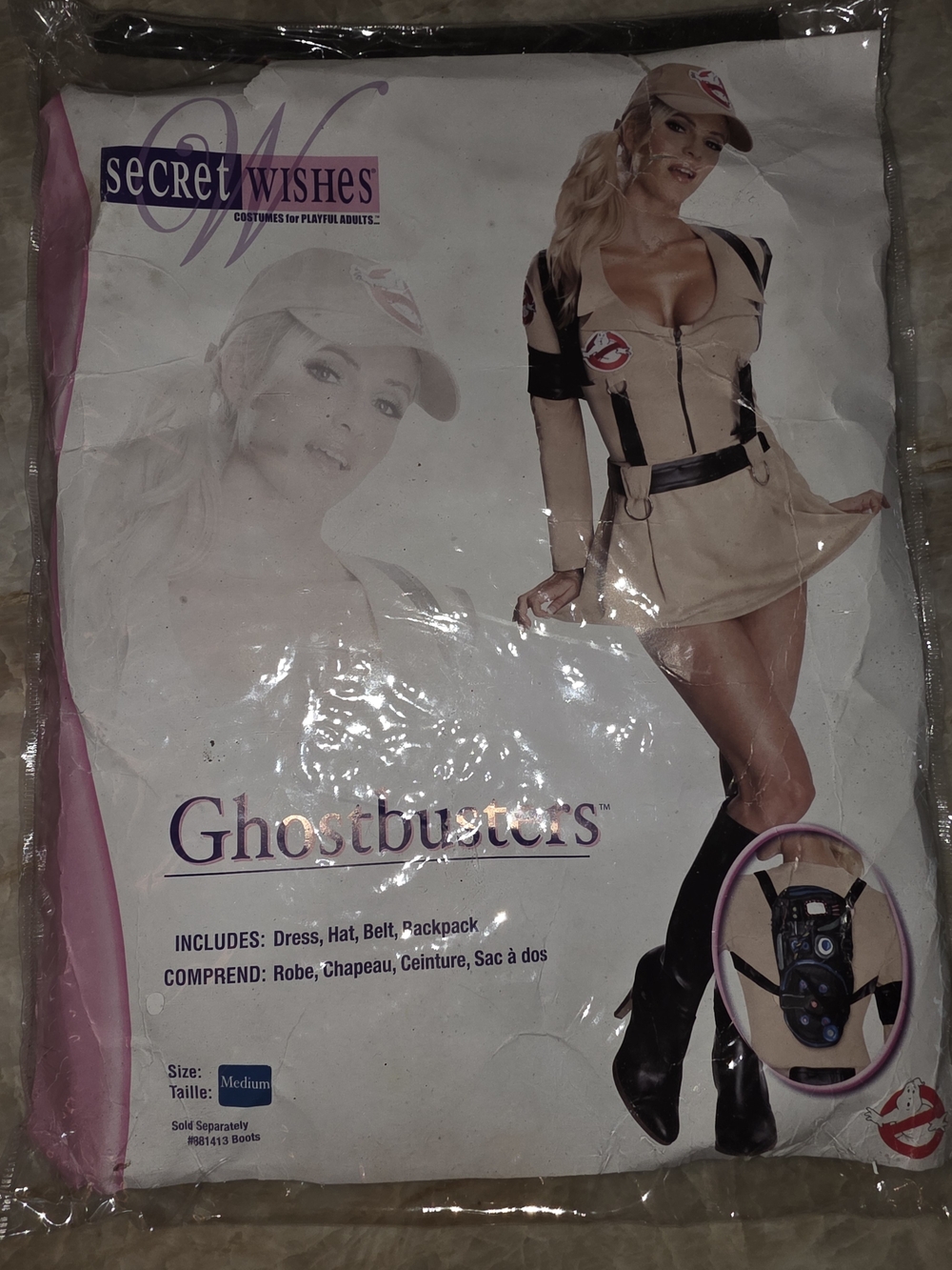 Ghostbusters Women's Tan Costume Dress with Hat, Backpack And Leggings
